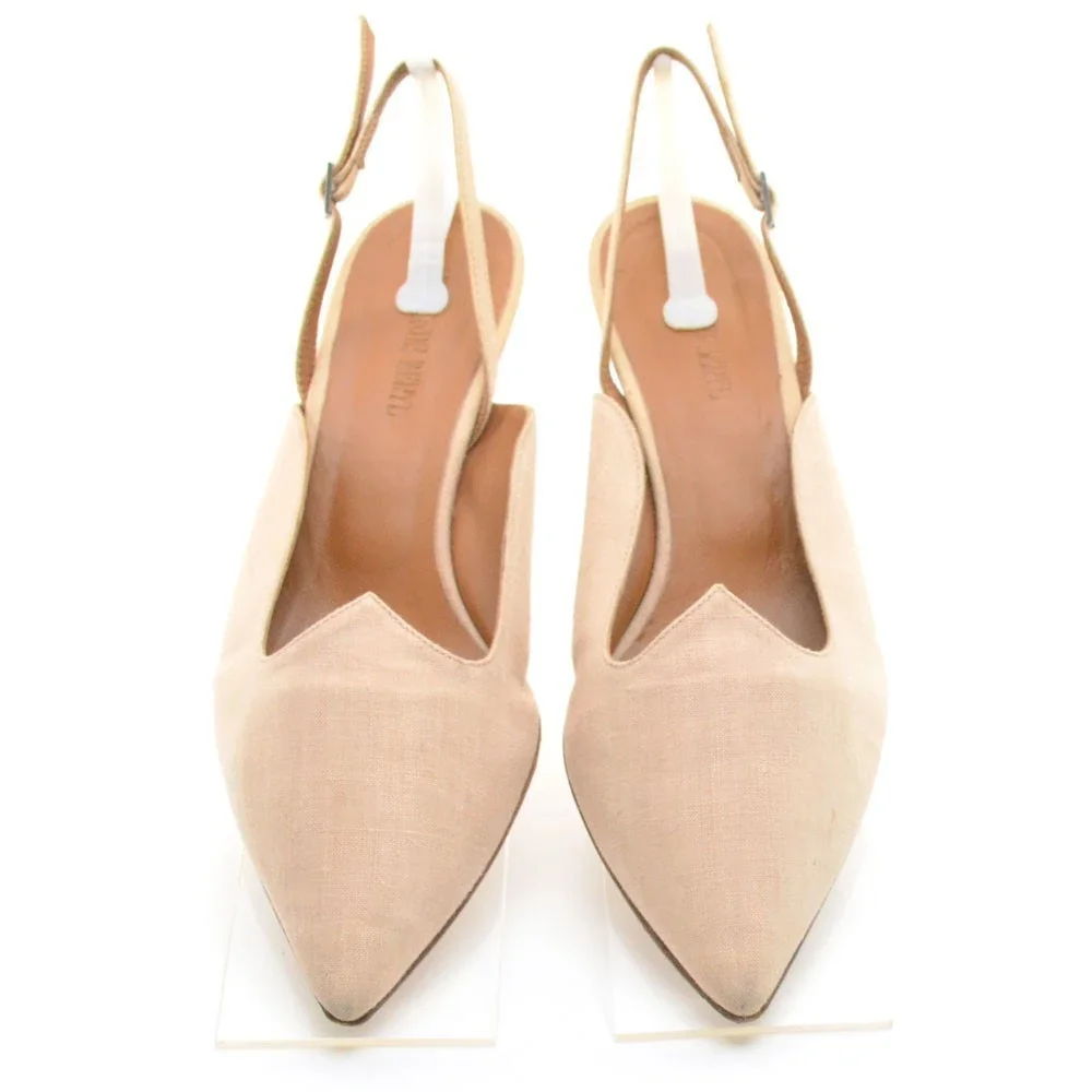 Le Monde Beryl Canvas Slingback Pointy Toe Pumps 40